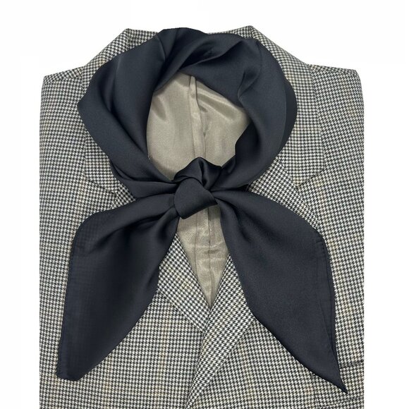 ✨Elegant Bandana Square Silky Scarf BLACK Solid Soft Wrap Versatile Shawl Wrap✨ - Picture 1 of 4